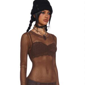 Dollskill Mesh Top Brown
